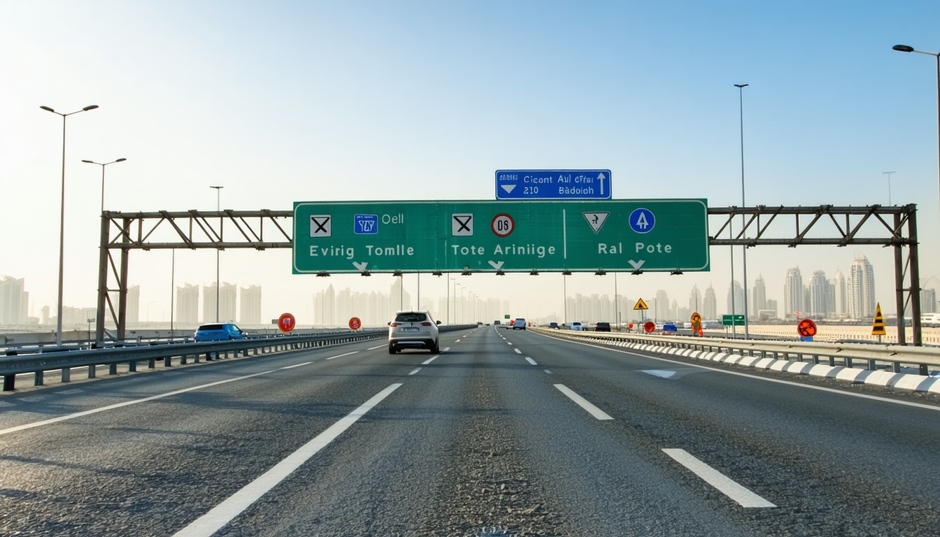 Efficient road network in Dubai with clear toll signage
